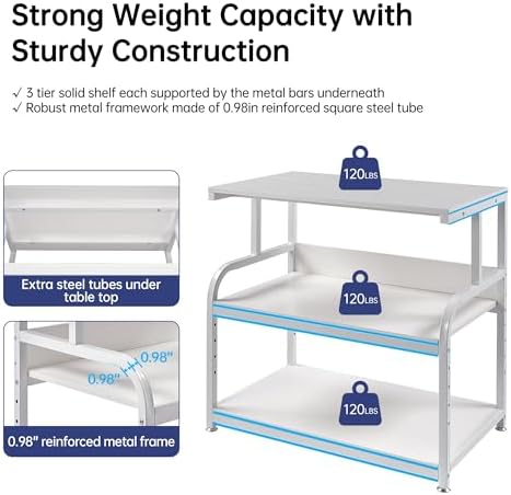 Fannova 32.3"x18.9"x32.1" Extra Large White Printer Stand with Storage - Image 3