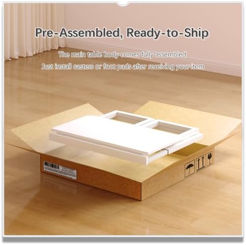 4NM No Tool Assembly 31.5" Small Desk, Folding Portable Desk with Wheels, Adjustable Height Foldable Computer Home Office Desks, Collapsible Study Writing Table for Space Saving Bedroom - All White - Image 4