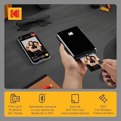 Kodak Step Instant Smartphone Photo Printer - 75 Sheets Bundle - Portable Mini Color Wireless Mobile Printer - Zink 2x3” Sticky-Back Photos - Bluetooth Compatible with Smart Devices - Fun App -Black - Image 2