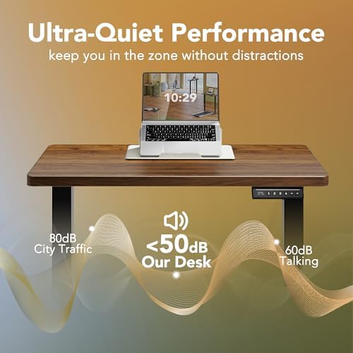 HUANUO 32x19 Inch Small Electric Standing Desk, Adjustable, Black Walnut - Image 6