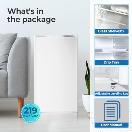 Electactic 3.2 Cu.ft Mini Fridge with Freezer, Compact Refrigerator with Reversible Single Door, Adjustable Thermostat, Low Noise, Energy Efficient for Office, Dorm, Bedroom, Apartment (WHITE) - Image 6