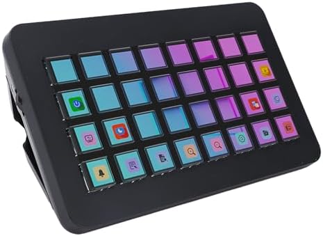 32 Key Stream Control Deck, Programmable LCD Macro Keyboard with Customizable Display, One Key Shortcut for PC Live Streaming Editing (Black) by Unknown
