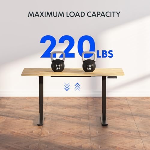 FlexiSpot E6 Solid Wood 3-Stage Dual Motor 63 x 24 Electric Standing Desk, Holds 220 lbs, Adjustable Height w/ Memory Presets, Butcher Block Rubberwood Desktop & Black Frame, Ships in 2 Boxes - Image 6