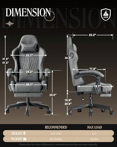 GTPLAYER Gaming Chair, Comfort Computer Office Chair for Adults, Grey - Image 3