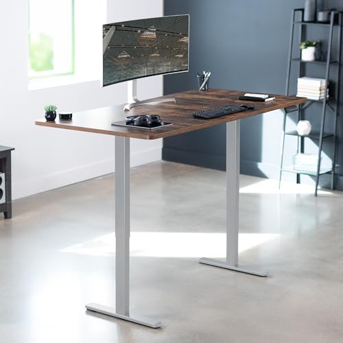 VIVO Electric 71 x 36 inch Rustic Standing Desk, Dual Motor Memory Controller Height Adjustment, E2B Series, Vintage Brown Top Gray Frame, DESK-KIT-E2G7N-36 - Image 2