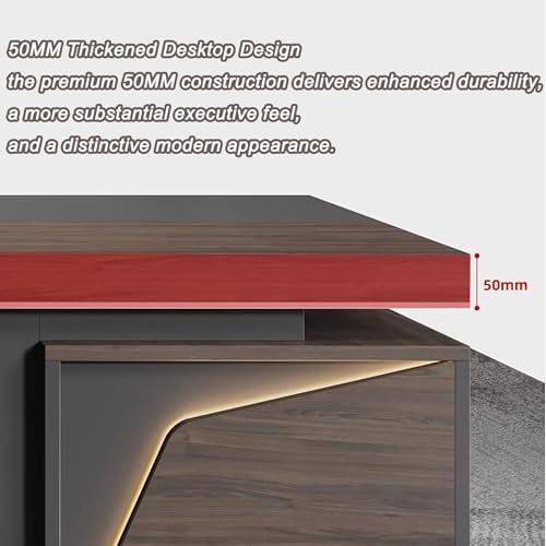Executive Office Desk with Storage Cabinet,Modern l Shaped Executive Desk,50MM Thick Desktop for CEO Office, Reception & Commercial Workspace - Image 5