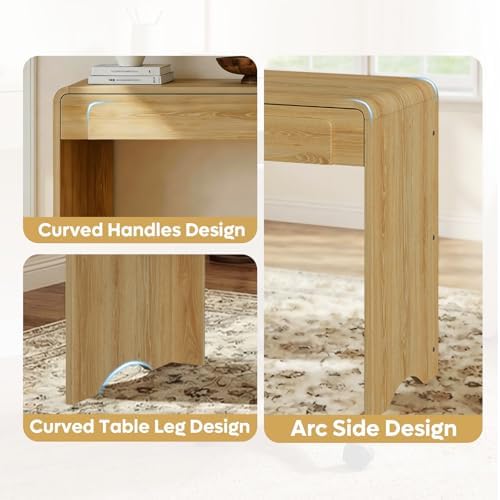 Bestier 47" Computer Desk with 2 Drawers, Modern Wood Writing Desks, Oak - Image 5