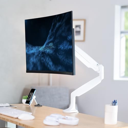 VIVO Premium Aluminum Height Adjustable Single Monitor Articulating Desk Mount Stand with Pneumatic Arm, Fits up to 32 inch Screen, White, STAND-V001QW - Image 2