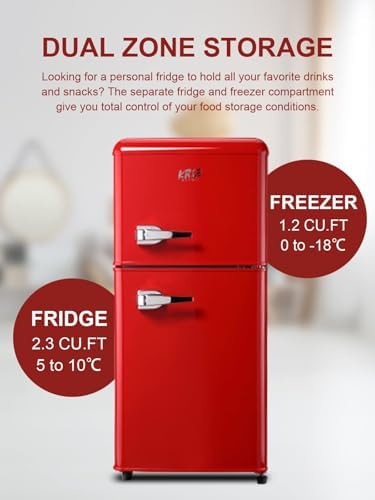Refrigerator with Freezer 3.5 Cu.Ft Top-Freezer Compact Refrigerator Red - Image 4