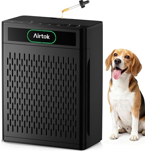 Airtok Air Purifiers for Home Large Room Up to 1848sq.ft, HEPA Air Purifier for Bedroom, Pet Hair Air Cleaner with Washable Filter, Aromatherapy, Sleep Mode Air Cleaners for Smoke, Office-AP3001 Black by AIRTOK