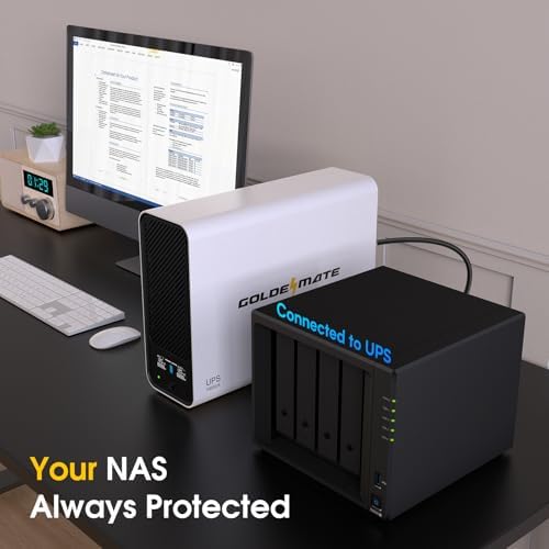 GOLDENMATE 1000VA/600W Lithium UPS Battery Backup & Surge Protector, White - Image 2
