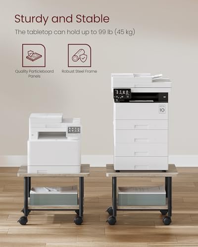 VASAGLE 2-Tier Printer Stand with Locking Wheels, Under Desk Printer Table - Image 4