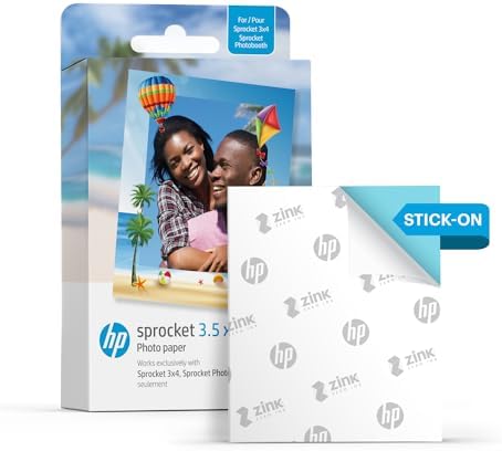 HP Sprocket 3.5 x 4.25" (8.9x10.8 cm) Premium Zink Sticky Back Photo Paper, 50 Sheets, Compatible Only with HP Sprocket 3x4 & Photobooth Photo Printers - Image 2