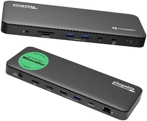 Plugable Thunderbolt 4 Dock with 100W Charging, Dual Monitor by Plugable