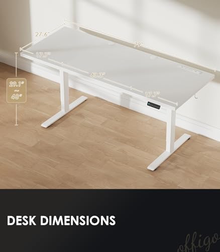OffiGo 79 Inch Executive Electric Standing Desk Height Adjustable, White - Image 4