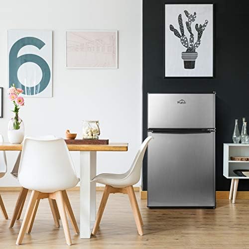 Walsh Compact Retro Refrigerator, Dual Door Mini Fridge, Energy Efficient, Adjustable Mechanical Thermostat with Freezer, Reversible Doors with leveling Front Legs, 3.1 Cu Ft, Stainless Steel - Image 5