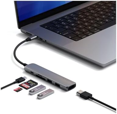 Satechi 6-in-1 USB-C Hub, 4K/60Hz HDMI, 100W PD Charging, Space Gray by Satechi