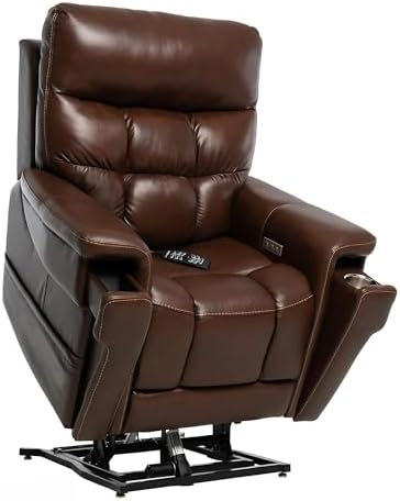 Pride Viva Lift Ultra Power Recliners - Lift Chair for Adults, 400 Lbs Weight Capacity, Lithium Battery Backup, 22.5" W x 21" D Comfort Seat, Medium, Sorrento Leather Coffee - PLR4955M by PrideMobility