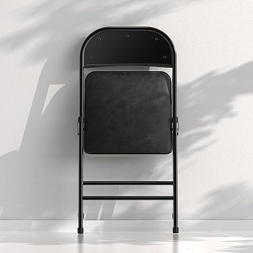 Nazhura Folding Chairs with Padded Vinyl Cushion Chairs with Comfortable Cushion and Durable Steel Frame for Home and Office, for Indoor and Outdoor Events (Black, Vinyl, 4 Pack) - Image 6