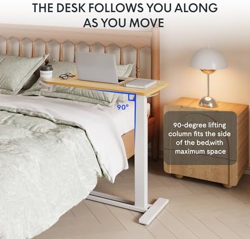 FLEXISPOT H7 28" Pneumatic Height-Adjustable Overbed Table with Wheels - Image 6