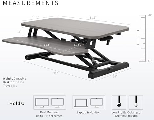 VIVO Dark Gray 32 inch Standing Desk Converter, DESK-V000KG - Image 3