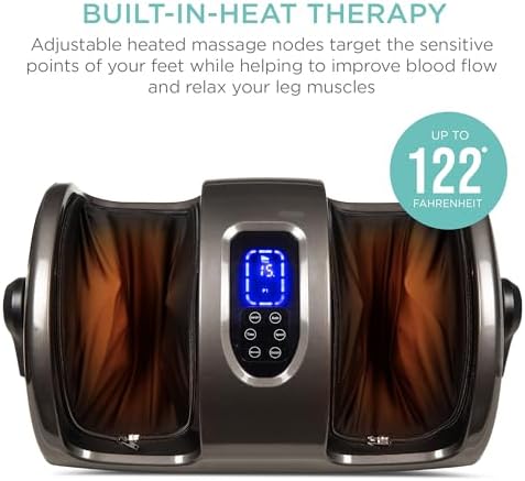 Best Choice Products Shiatsu Foot Massager with Heat for Plantar Fasciitis & Neuropathy, Kneading Foot & Calf Massager with Remote, 360° Adjustable Handle, Rolling & Compression Massage - Gray - Image 3