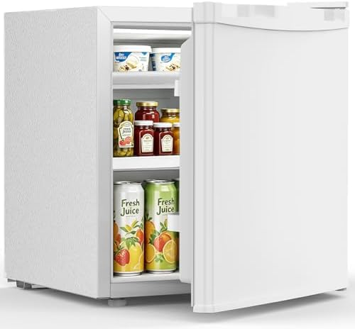 Antarctic Star Mini Fridge, Rated 1.6 cu.ft, Small Upright Refrigerator with Removable Shelves, 7 Adjustable Thermostat, Low Noise for Bedroom/Apartment/Office,White by AntarcticStar