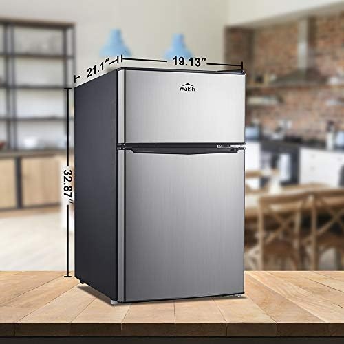 Walsh Compact Retro Refrigerator, Dual Door Mini Fridge, Energy Efficient, Adjustable Mechanical Thermostat with Freezer, Reversible Doors with leveling Front Legs, 3.1 Cu Ft, Stainless Steel - Image 7