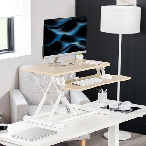 VIVO Light Wood 28 inch Standing Desk Converter, DESK-V028KF - Image 2