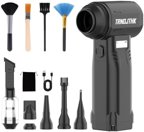 Cordless Compressed Air Duster, 10000mAh Rechargeable Electric Blower, 85m/s High-Speed Electronics Cleaner with Vacuum Kit for Keyboard, Computer, PC, Car Vent, Desk, Home by TRNOJTHK