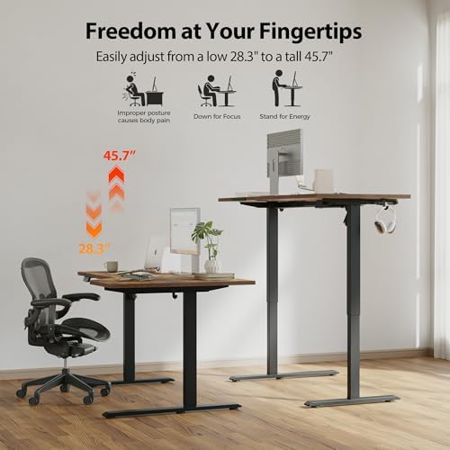Agilestic 55 x 32 Inch Corner L Shaped Electric Standing Desk, Rustic Brown - Image 6