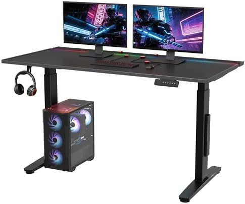 FLEXISPOT 55" RGB Electric Gaming Standing Desk, Magnetic Metal Desktop by Unknown
