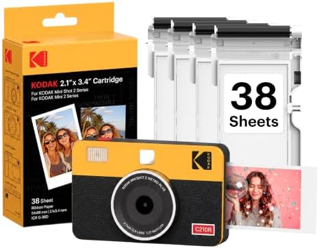 KODAK Mini Shot 2 Retro 2x3 Instant Camera, Photo Printer, 38 Sheet, Yellow by Unknown
