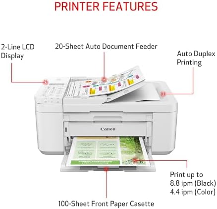 Canon PIXMA TR4720 All-in-One Wireless Printer Home use, with Auto Document Feeder, Mobile Printing and Built-in Fax, White - Image 2