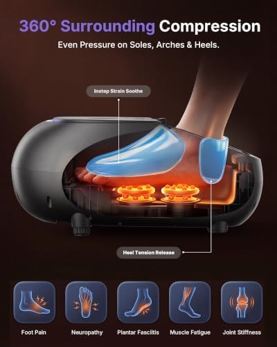 Shiatsu Foot Massager with UV Sterilization, Smart App, Heat, Deep Kneading Therapy, Air Compression, Timer, Remote Control, for Plantar Fasciitis, Neuropathy, Pain Relief, for Men Women Size up to 13 - Image 5