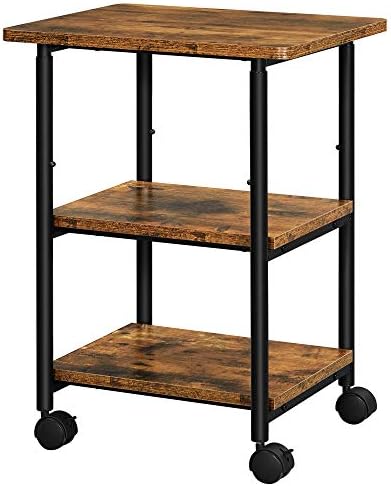 VASAGLE 3-Tier Printer Stand with Locking Wheels, Under Desk Printer Table by VASAGLEbySONGMICSHOME