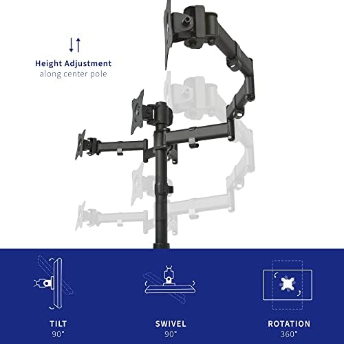 VIVO Triple Monitor Mount Fully Adjustable Desk Free Stand for 3 LCD Screens up to 24 inches STAND-V003P - Image 3