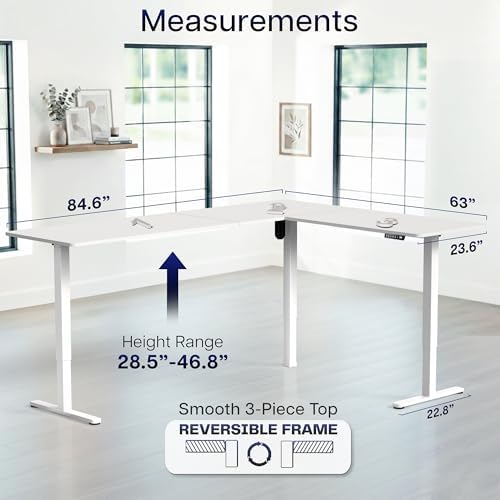 VIVO White 84 x 63 in Corner Standing Desk, DESK-E3CTWW-84 - Image 5