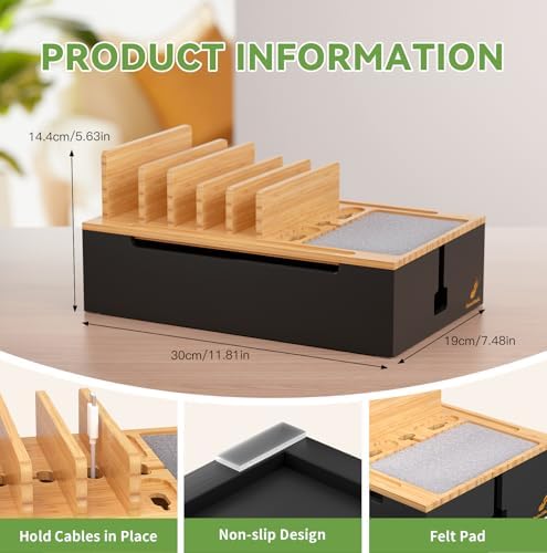 Pezin & Hulin Charging Station, Natural+Black (No USB Charger and Cables) - Image 3