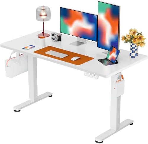 ErGear Height Adjustable Electric Standing Desk, 48 x 24 Inches Sit Stand up Desk, Memory Computer Home Office Desk, White by ErGear