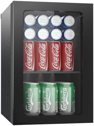 Erivess Compact Beverage Refrigerator, 24 Can/0.6 Cu Ft Mini Fridge, Black by Erivess
