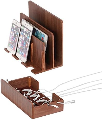 G.U.S. The Original Multi Charging Station | Home Office Desktop Charging Station for Multiple Devices | for Laptops, Tablets, Smart Phone | Phone Holder, Station Dock & Organizer - Walnut - Image 3