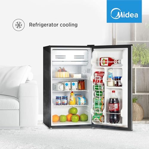 Midea WHS-160RB1 Single Reversible Compact Refrigerator, 4.4 Cubic Feet Fridge, Black - Image 3