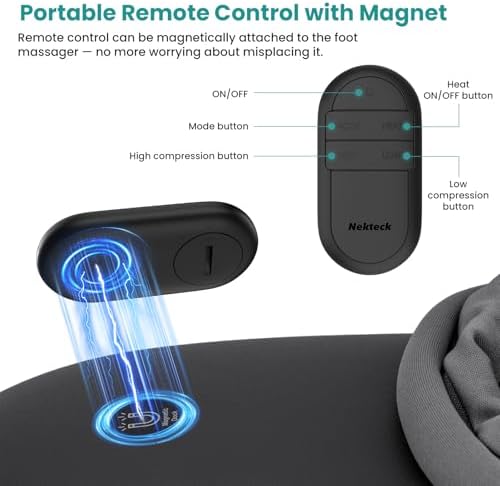 Nekteck Shiatsu Foot Massager with Heat & Air Compression, Remote Control - Image 4