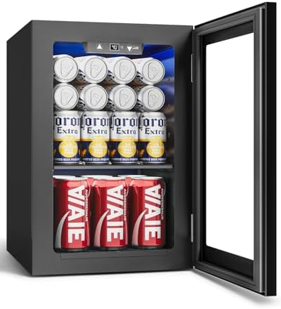 Feelfunn 24 Can Beverage Refrigerator, Mini Fridge, Black by Feelfunn