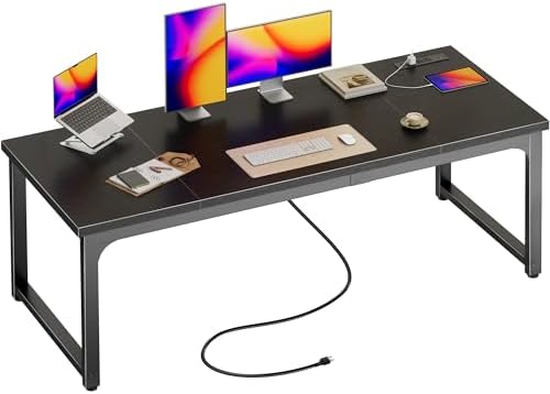 Huuger 63 x 24 inch Desk with Power Outlets & 0.95 Inch Thicker Desktop by Huuger