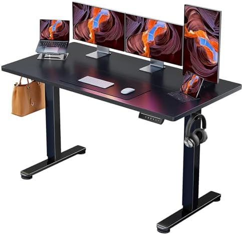 ErGear Height Adjustable Electric Standing Desk, 55 x 28 Inches Sit Stand up Desk, Memory Computer Home Office Desk, Black by ErGear