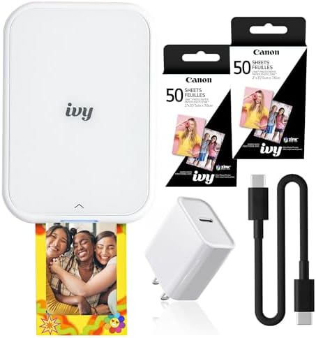 Canon Ivy 2 Mini Photo Printer Pure White Travel Accessory Bundle by Unknown