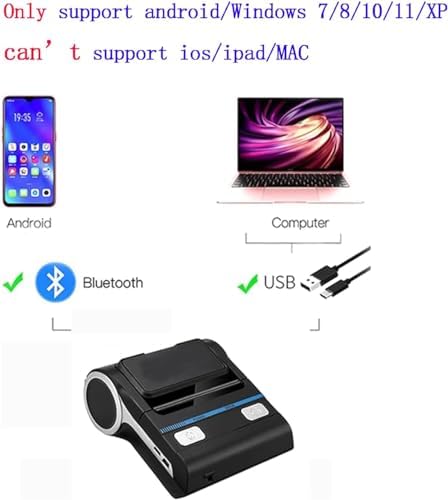 IS NOT compatible with iphone/ipad/MAC,80mm bluetooth portable thermal receipt printer,only compatible with android/Windows,3 inch Ticket wireless android bill invoice printer for small business - Image 2