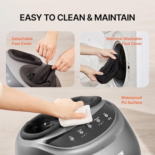 VEVOR Foot Massager Machine with Heat, Deep-Kneading, Compression, and Shiatsu for Plantar Fasciitis, Neuropathy, Gifts for Men, Women - Fits up to Men Size 12 - Image 6